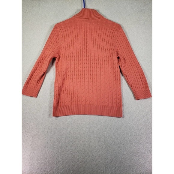 Willi Smith Sweater Medium Orange Mock Neck Long Sleeve Cable Knit Pullover - Picture 7 of 9